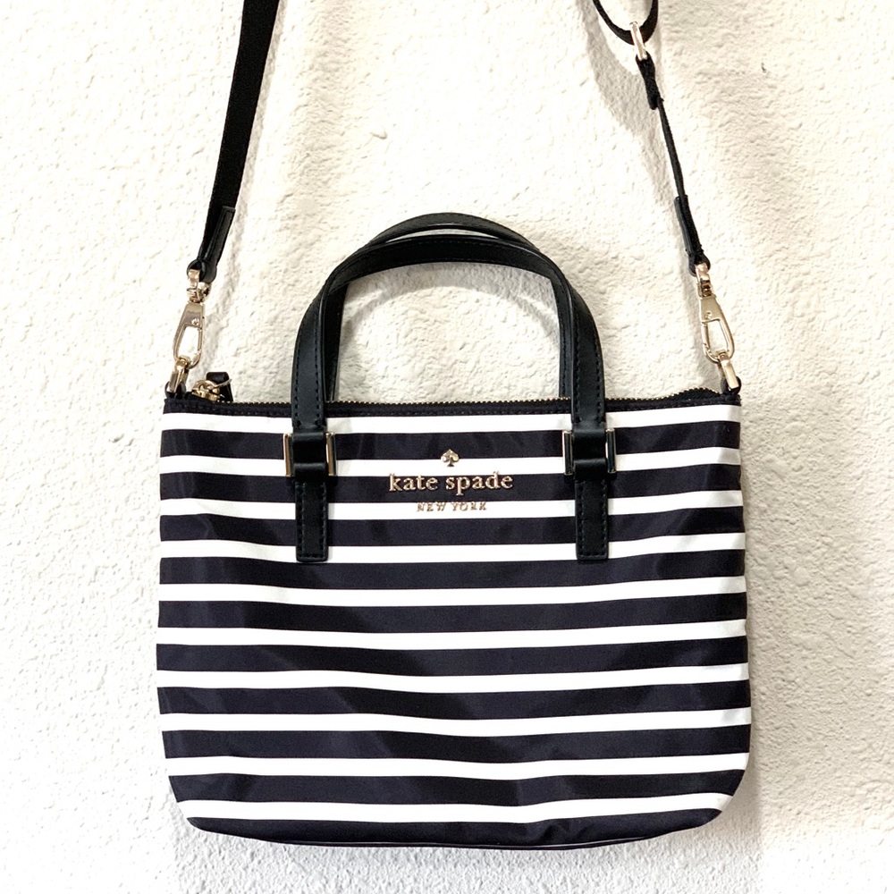 Kate Spade Black & White Stripes Crossbody Bag - Picture 3 of 13